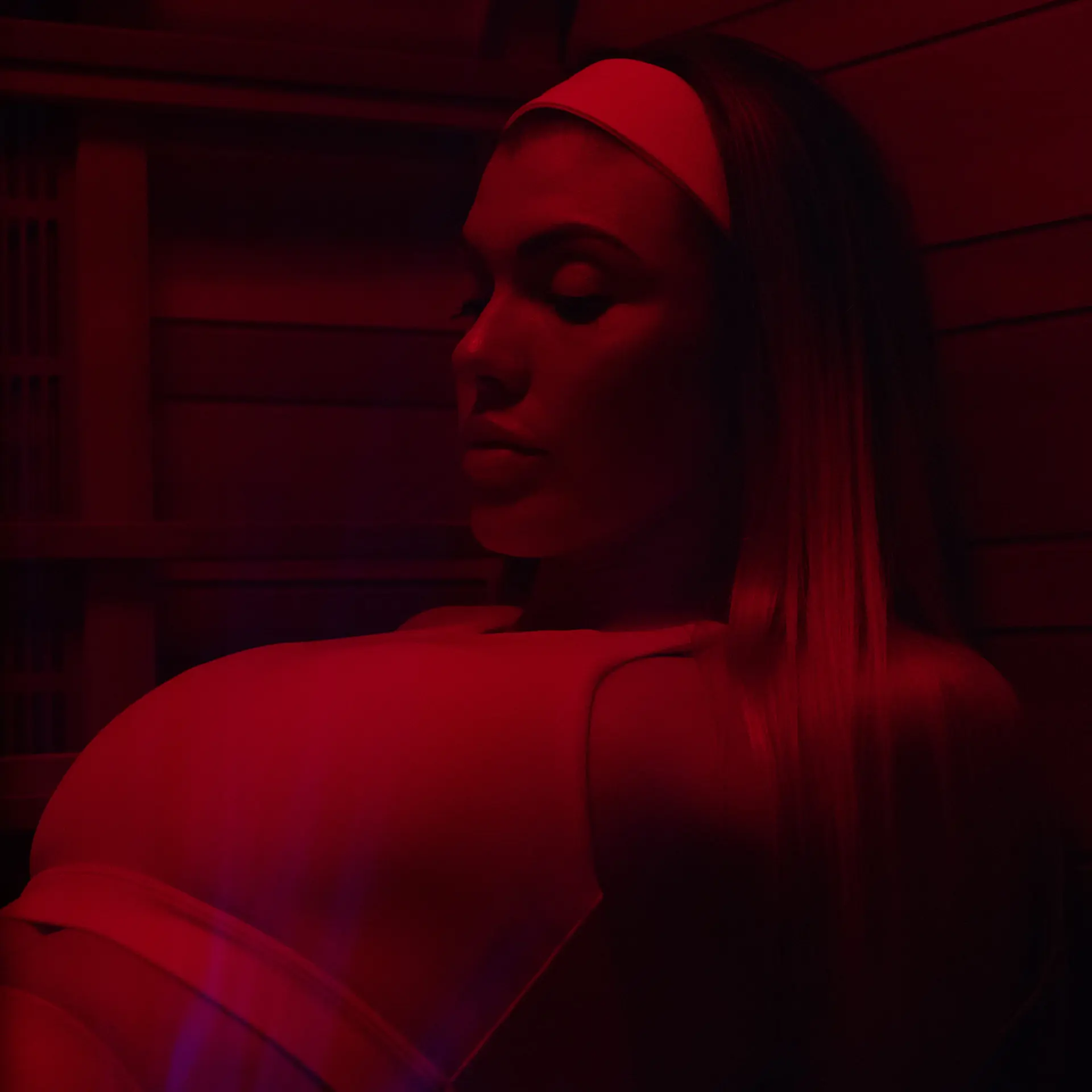 Woman in infrared sauna