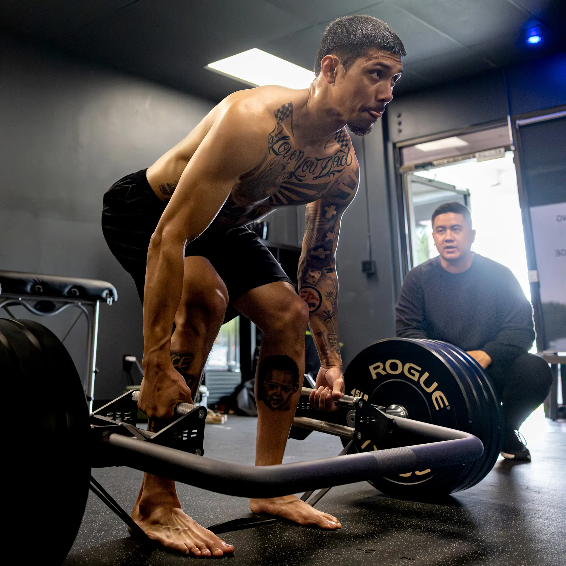 Personal training session with man and his coach